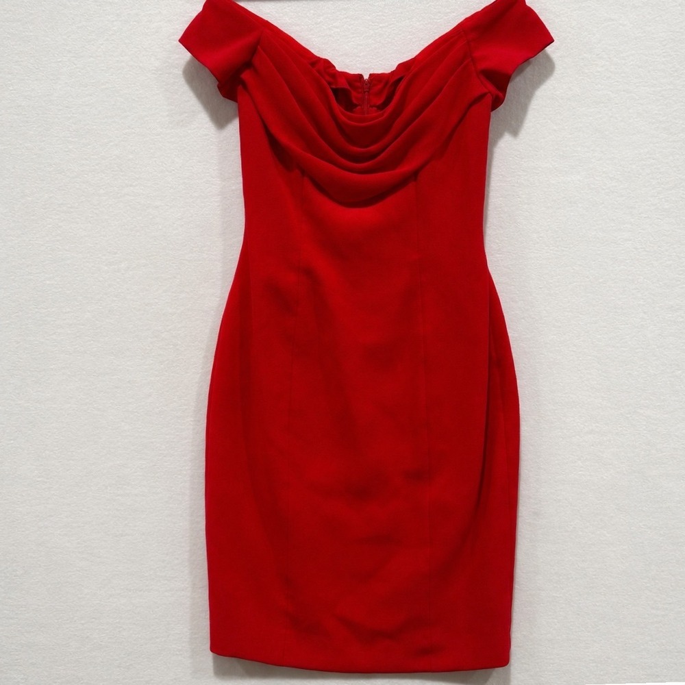 Vintage 90s Nicole Miller Classic Little Red Dress Off Shoulder Feminine Glam 2
